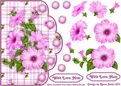 Pink Petunias Scallop Edge Card Front