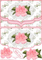 Coral Rose Double Elegant Scallop Faux Envelope Card Front