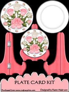 Coral Roses Plate Card Kit