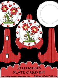 Red Daisies Plate Card Kit
