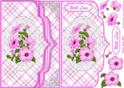 Petunias Double Elegant Scallop Faux Envelope Card Front