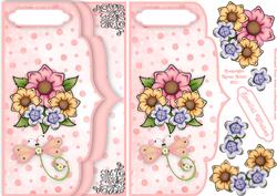 Summer Flowers Double Scallop Faux Envelope Card Front