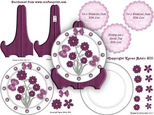 Burgundy Flowers Plate Card Kit