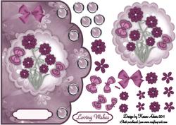 Burgundy Flowers Scallop Edge Card Front