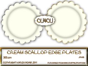 Scallop Edge Plates in Cream