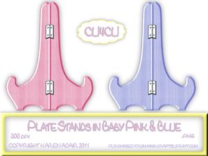 Plate Stands in Baby Blue & Pink