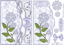 Blue Pansies Double Scallop Faux Envelope Card Front