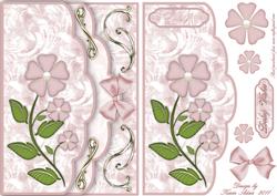 Pink Pansies Double Scallop Faux Envelope Card Front