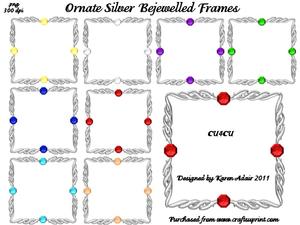 Ornate Silver Bejewelled Square Frames