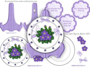Purple Flowers Plate Card Kit
