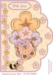 Blooming Bees A4 Scallop Edge Card Front