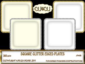 Square Glitter Edged Plates