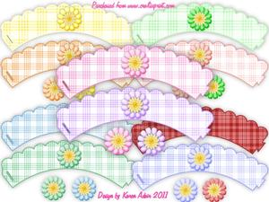 Plaids and Blooms Cupcake Wrapper Party Set