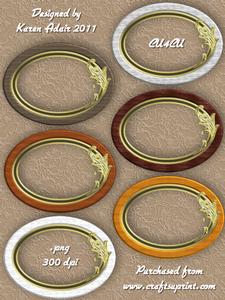 Oval Wooden and Gold Flourish Frames