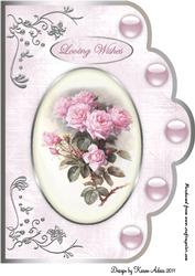 Pink Roses A4 Scallop Edge Card Front