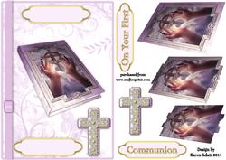 First Communion - Girl - Card Front with Step by Step