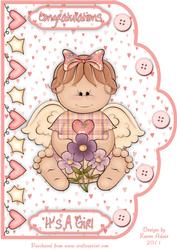 Cute Little Angel A4 Scallop Edge Card Front