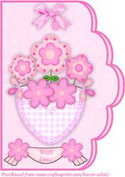 Posy Pocket in Pink A4 Scallop Edge Card Front