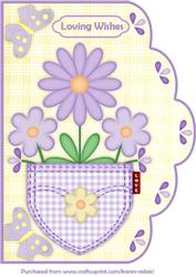Posy Pocket in Lilac A4 Scallop Edge Card Front