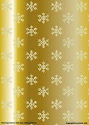 Gold Metallic, Embossed Effect Snowflakes Background Paper