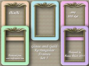 Glass and Gold Rectangular Frames - Set 1