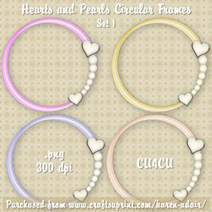 Hearts and Pearls Circular Frames - Set 1