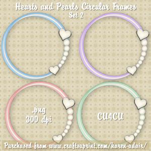 Hearts and Pearls Circular Frames - Set 2
