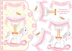 Rock-a-bye Baby - Its a Girl Scallop Edge Card Front