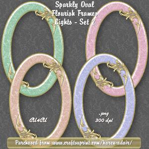 Sparkly Oval Flourish Frames Lights - Set 2