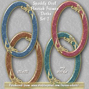 Sparkly Oval Flourish Frames Darks - Set 2