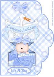 Gods Gift Scallop Edge New Baby Boy A4 Card Front