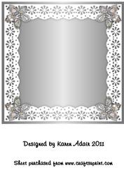 Bejewelled Flower and Lace Square Card Front in Silver
