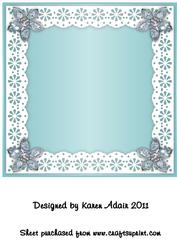 Bejewelled Flower and Lace Square Card Front in Aqua