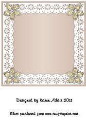 Bejewelled Flower and Lace Square Card Front in Beige