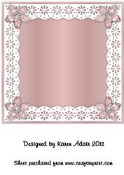 Bejewelled Flower and Lace Square Card Front in Rose