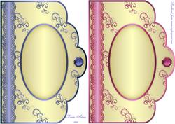 Swirls and Curls Scallop Edge Card Fronts - Blue and Pink