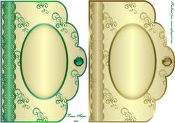 Swirls and Curls Scallop Edge Card Fronts - Green and Gold
