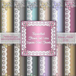 Bejewelled Flowers and Lace Square Card Fronts Pack
