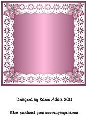 Bejewelled Flower and Lace Square Card Front in Pink