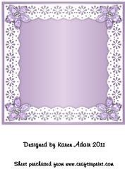 Bejewelled Flower and Lace Square Card Front in Lilac
