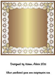 Bejewelled Flower and Lace Square Card Front in Bronze