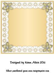 Bejewelled Flower and Lace Square Card Front in Sunshine