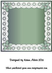 Bejewelled Flower and Lace Square Card Front in Green