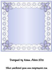 Bejewelled Flower and Lace Square Card Front in Blue