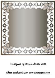 Bejewelled Flower and Lace Square Card Front in Chocolate