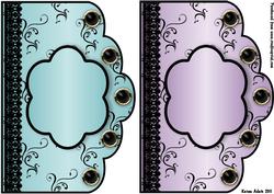 Scallop Swirls 'n Lace Card Fronts - Turquoise and Lilac