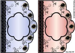 Scallop Swirls 'n Lace Card Fronts - Blue and Peach