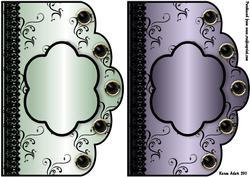 Scallop Swirls 'n Lace Card Fronts - Green and Mauve