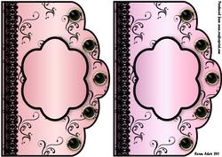 Scallop Swirls 'n Lace Card Fronts - Salmon and Pink