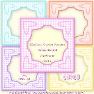 Gingham Square Frames with Shaped Aperture - Set 1